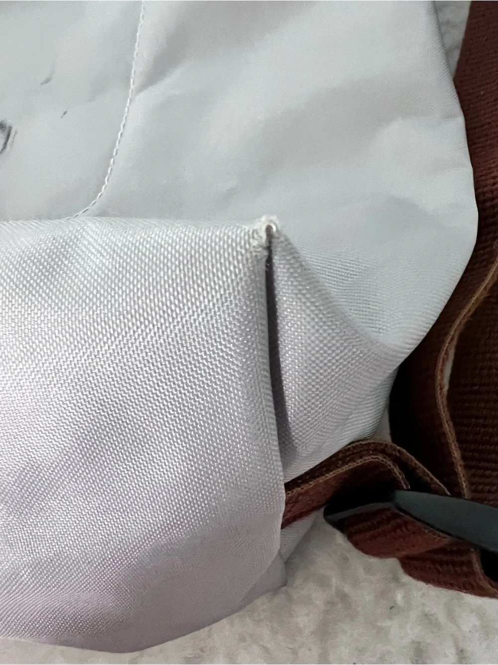 Longchamp Gray Backpack with Brown Trim and Straps medium